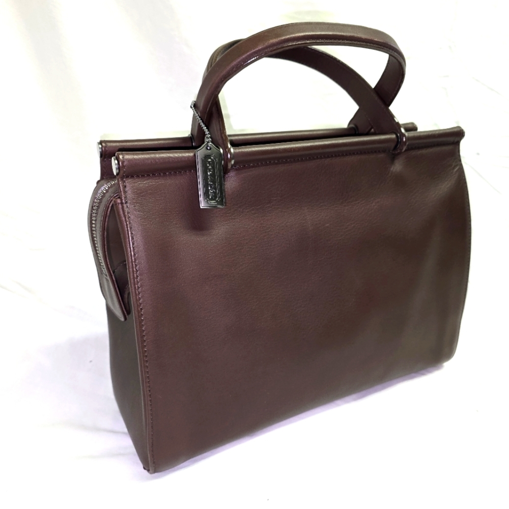 Coach Brown Leather Shoulder Bag with Metal Hardware